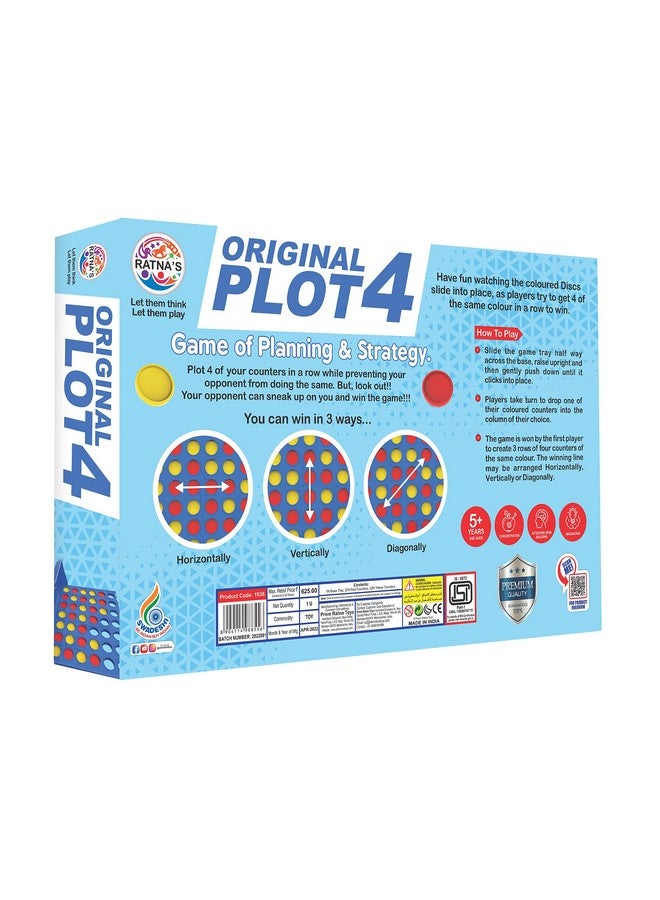 راتاناز لعبة Ratna's Original Plot 4 Big Board Game العائلية، لعبة استراتيجية للاعبين من عمر 5 سنوات فما فوق - Image 4