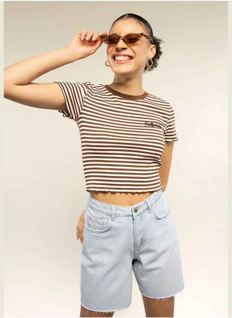 DeFacto Woman Knitted Short Sleeve T-Shirt