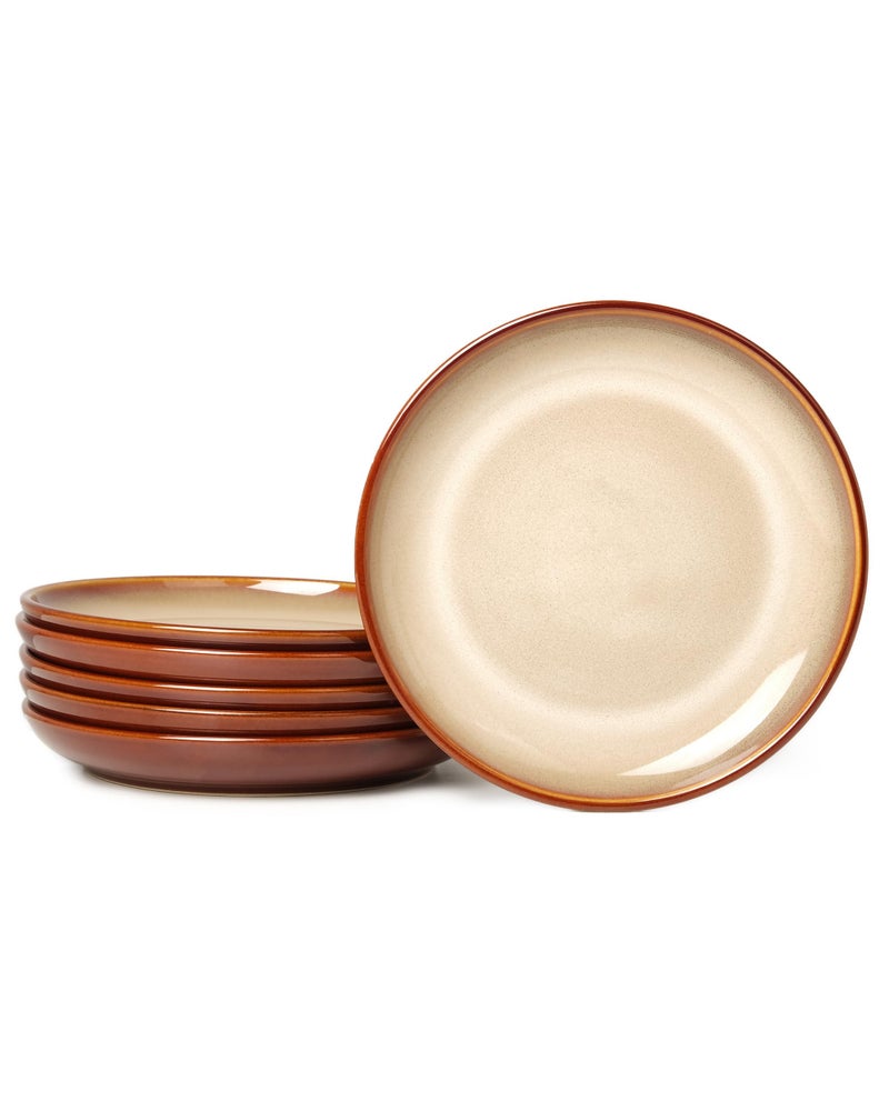 Pokini Stoneware Plates Set of 6, 8 Inch Handmade Reactive Glaze Ceramic Set for Dessert, Salad, Appetizer, Small Dinner Plates, Microwave & Dishwasher Safe, Highly Chip and Crack Resistant - Image 1