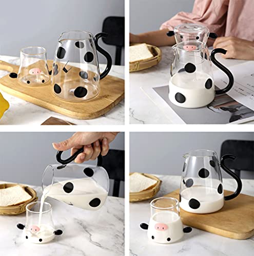 RockTrend Cartoon Cow Clear Glass Bedside Night Water Carafe Set with Tumbler, Pitcher And Cup Night Set - Image 5