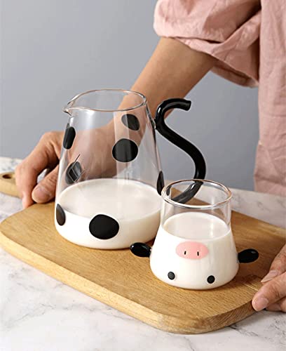 RockTrend Cartoon Cow Clear Glass Bedside Night Water Carafe Set with Tumbler, Pitcher And Cup Night Set - Image 4