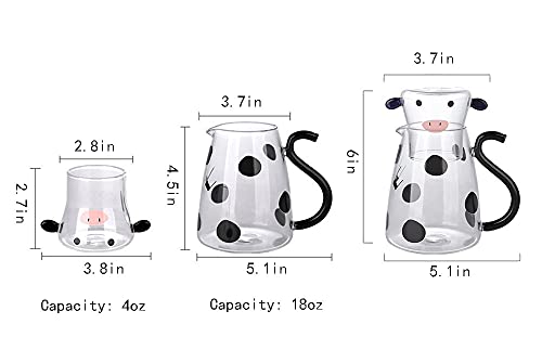 RockTrend Cartoon Cow Clear Glass Bedside Night Water Carafe Set with Tumbler, Pitcher And Cup Night Set - Image 2