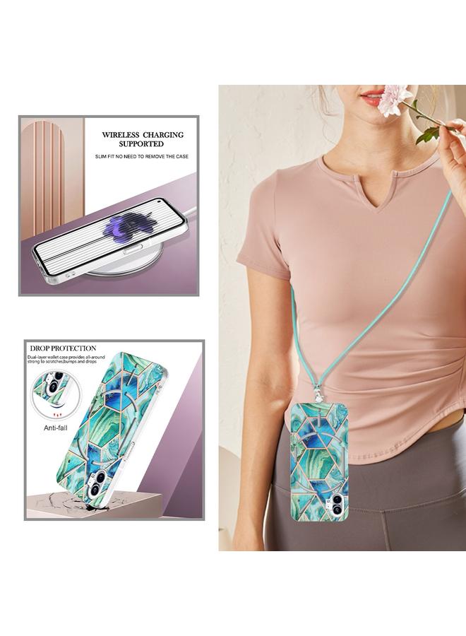 S-TOP Case For Nothing Phone 1 Electroplating Splicing Marble TPU Phone Case with Lanyard - Image 4