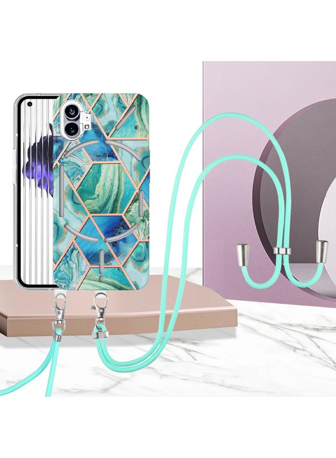 S-TOP Case For Nothing Phone 1 Electroplating Splicing Marble TPU Phone Case with Lanyard - Image 2