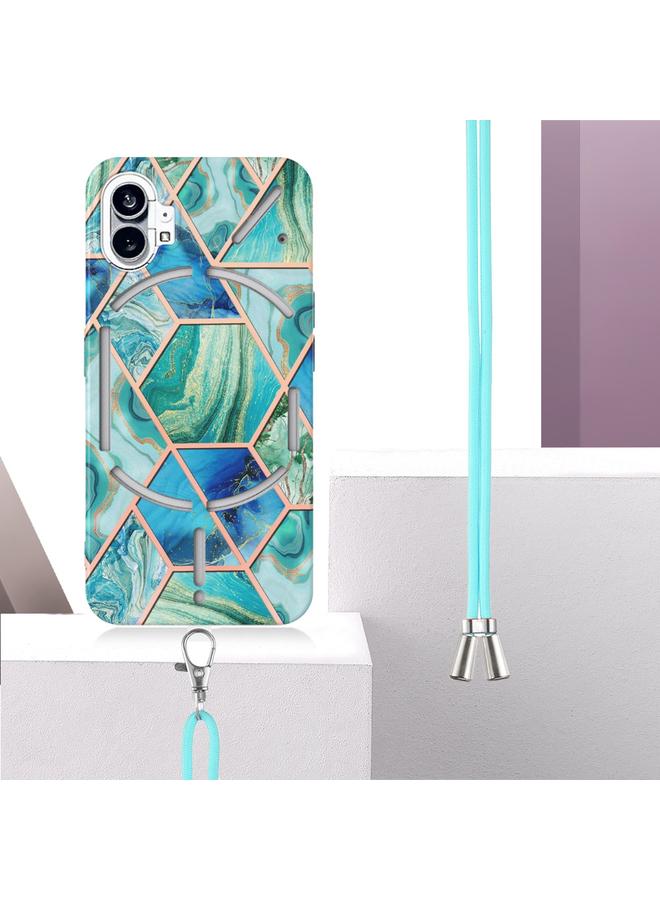 S-TOP Case For Nothing Phone 1 Electroplating Splicing Marble TPU Phone Case with Lanyard - Image 3