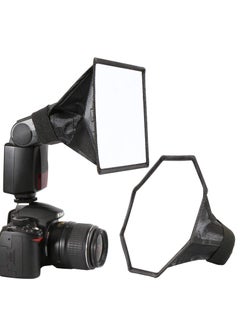 2 Pack Flash Diffuser Softbox Set Collapsible with Storage Pouch 8" Octagon and 8"x6" Rectangle Softboxes for Canon Nikon