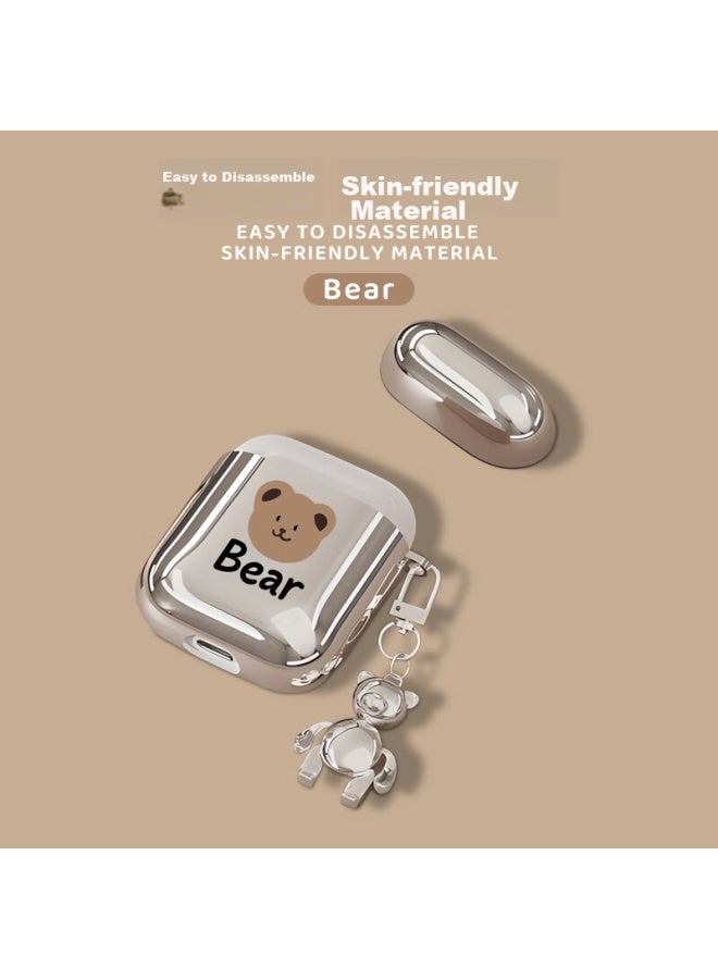 Sehan Shihan, Compatible With Apple Airpods 1/2 Earphone Protective Case, Apple First/Second Generation Bluetooth Earphone Shell, Wireless Charging Case, Storage Box, Dust-Proof, Shockproof, Electroplated, Small Bear Soft Shell - Image 3