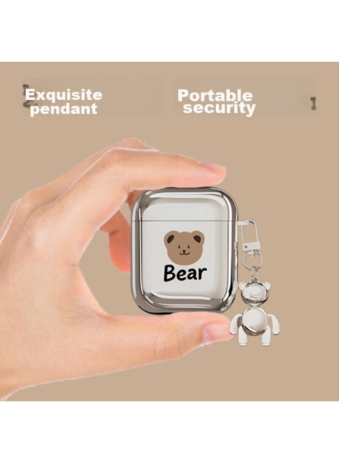 Sehan Shihan, Compatible With Apple Airpods 1/2 Earphone Protective Case, Apple First/Second Generation Bluetooth Earphone Shell, Wireless Charging Case, Storage Box, Dust-Proof, Shockproof, Electroplated, Small Bear Soft Shell - Image 4