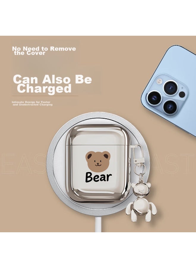 Sehan Shihan, Compatible With Apple Airpods 1/2 Earphone Protective Case, Apple First/Second Generation Bluetooth Earphone Shell, Wireless Charging Case, Storage Box, Dust-Proof, Shockproof, Electroplated, Small Bear Soft Shell - Image 2