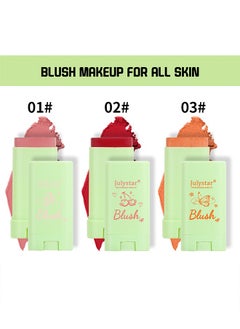 Julystar Blush Stick-  Waterproof Blush Makeup, Long Lasting 3 In 1 Cheek Blush & Lip Tint & Eye Shadow Makeup Stick, Cream Blush Makeup for All Skin Tones #02  - Image 5