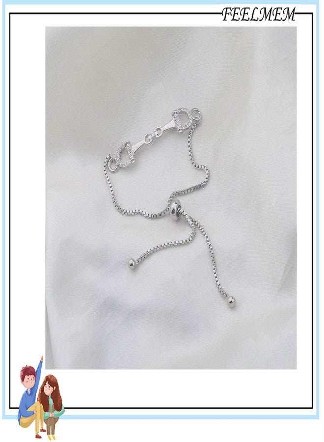 FEELMEM Horse Snaffle Bit Crystal Easy Hook Clasp Charm Bracelet Equestrian Jewelry Good Luck Gift (Snaffle slider silver) - Image 5