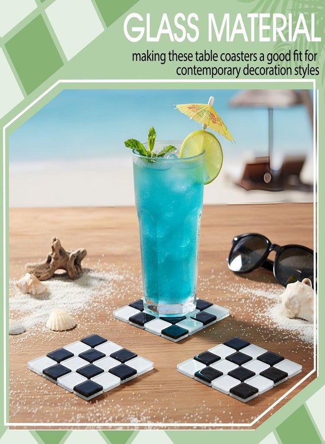 كويكاي مجموعة قواعد أكواب مربعة الشكل من كويكاي، باللونين الأبيض والأسود، مكونة من 6 قطع، مناسبة للمشروبات الزجاجية المربعة مقاس 4 بوصات. يمكن استخدامها كقواعد أكواب مربعة أو مفارش للطاولات، أو كقطع ديكور منزلية أو طاولات قهوة، أو كأطباق زينة لعيد الميلاد. - Image 5