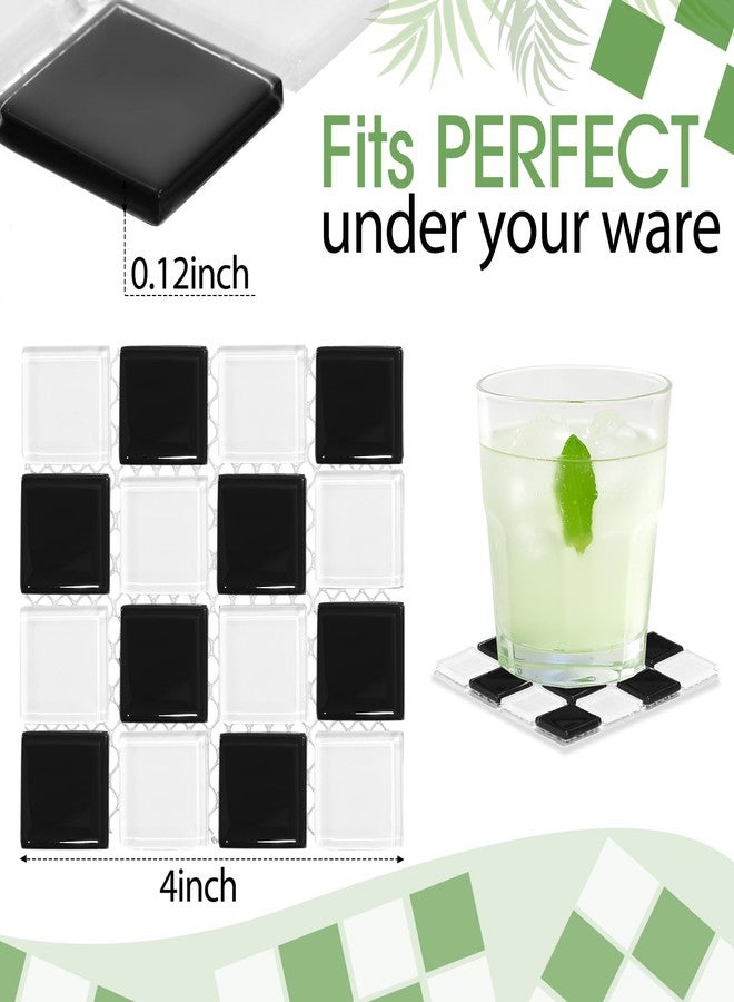 كويكاي مجموعة قواعد أكواب مربعة الشكل من كويكاي، باللونين الأبيض والأسود، مكونة من 6 قطع، مناسبة للمشروبات الزجاجية المربعة مقاس 4 بوصات. يمكن استخدامها كقواعد أكواب مربعة أو مفارش للطاولات، أو كقطع ديكور منزلية أو طاولات قهوة، أو كأطباق زينة لعيد الميلاد. - Image 2