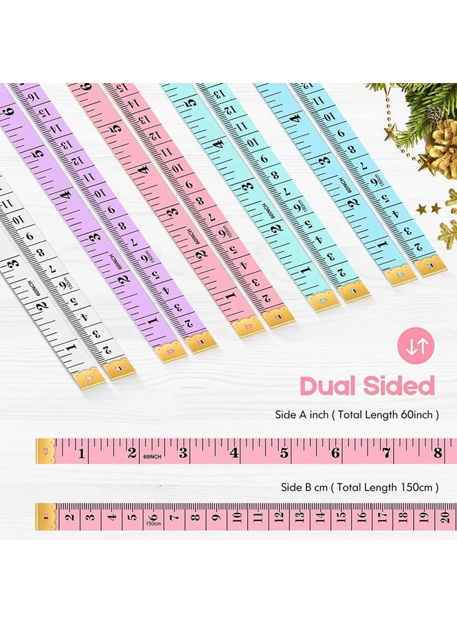 iBayam Tape Measure, Soft Ruler Measuring Tape for Body Weight Loss Fabric Sewing Tailor Cloth Vinyl Measurement Craft Supplies, 60-Inch Double Scale Ruler, 2-Pack, Pastel Pink, White - Image 4