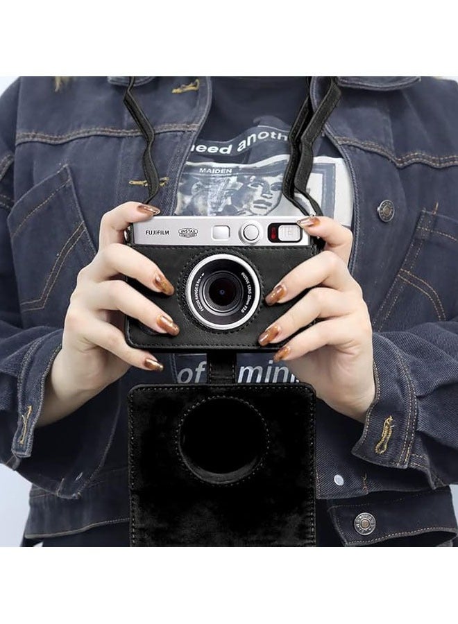 Arabest Case for Fuji Mini EVO,Camera Case Compatible for Fuji Mini EVO Camera with Adjustable Shoulder Strap in Black Lychee Texture Horizontal Style - Image 2