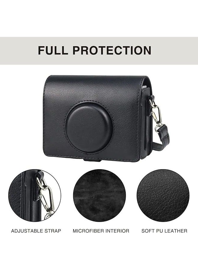 Arabest Case for Fuji Mini EVO,Camera Case Compatible for Fuji Mini EVO Camera with Adjustable Shoulder Strap in Black Lychee Texture Horizontal Style - Image 3