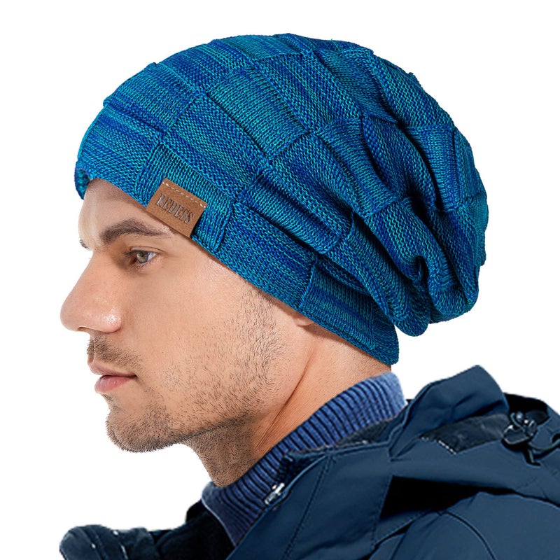 REDESS Beanie Hat for Men and Women Winter Warm Hats Knit Slouchy Thick Skull Cap, Dark Blue - Image 4