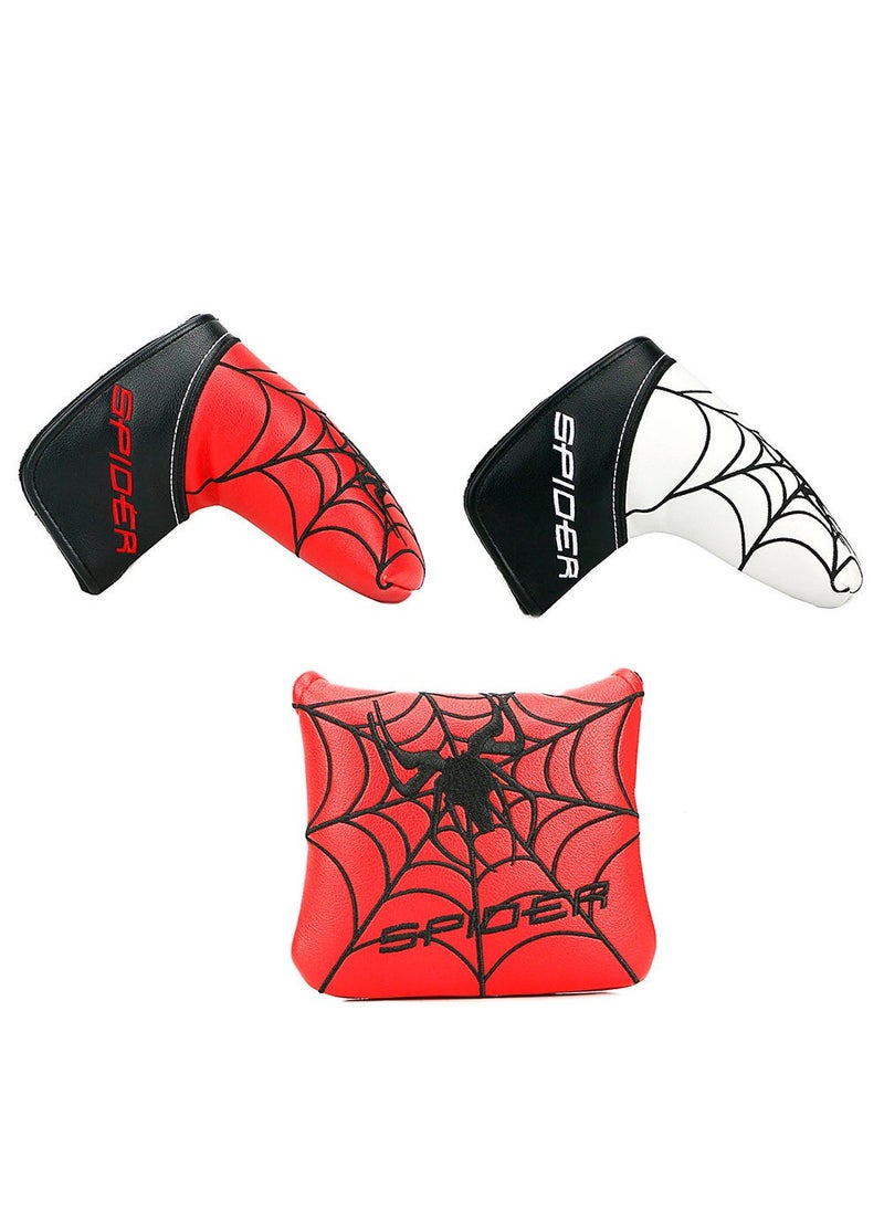 Generic New golf putter cap set club protective cover spider pattern club head cover semicircle straight Magnet closed special offer Square White