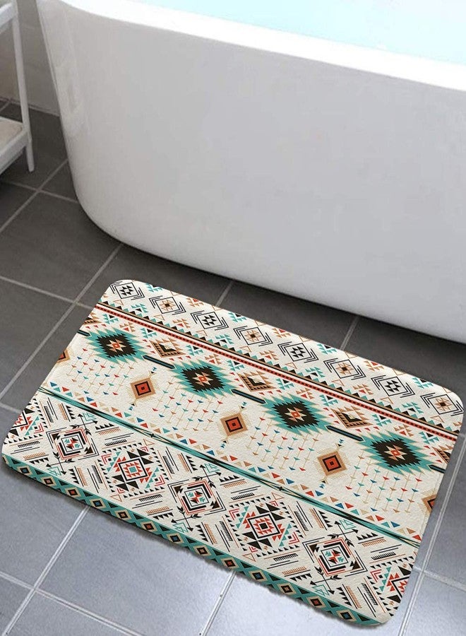 Bzhilja Aztec Southwestern Native Tribal Navajo American Ethnic Bath Rugs for Bathroom, Boho Abstract Triangular Geometric Vintage, Non Slip Flannel Bathroom Rug, Dry Fast Water Absorbent Bath Mats - Image 1