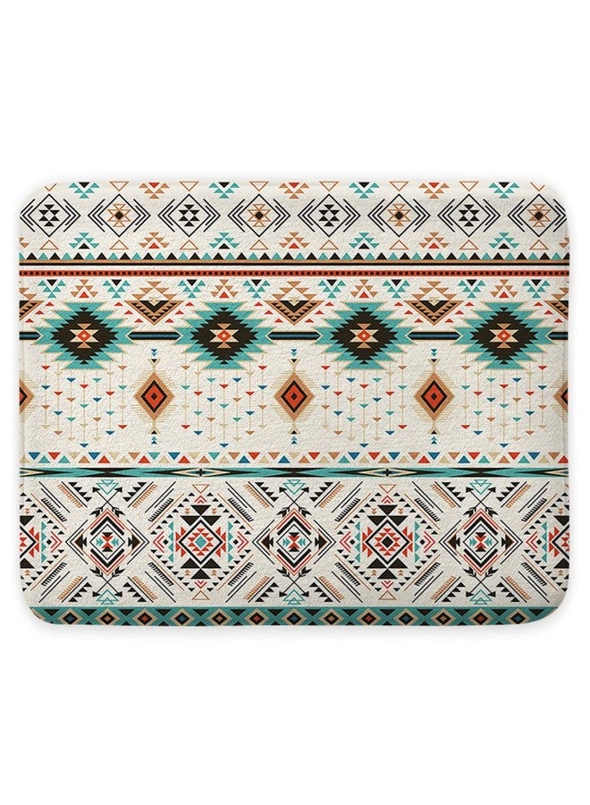 Bzhilja Aztec Southwestern Native Tribal Navajo American Ethnic Bath Rugs for Bathroom, Boho Abstract Triangular Geometric Vintage, Non Slip Flannel Bathroom Rug, Dry Fast Water Absorbent Bath Mats - Image 2