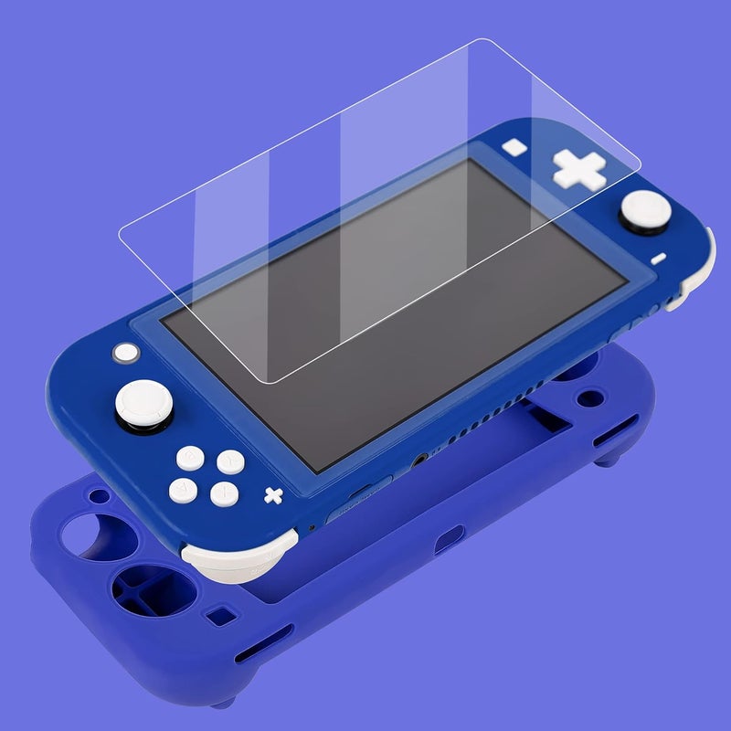 CHINFAI Protective Case for Nintendo Switch Lite, Soft Grip Case Cover with Comfort Ergonomic Handles for Nintendo Switch Lite 2019 [Self Stand][4 Thumb Stick Caps] (Silicone-Blue) - Image 2