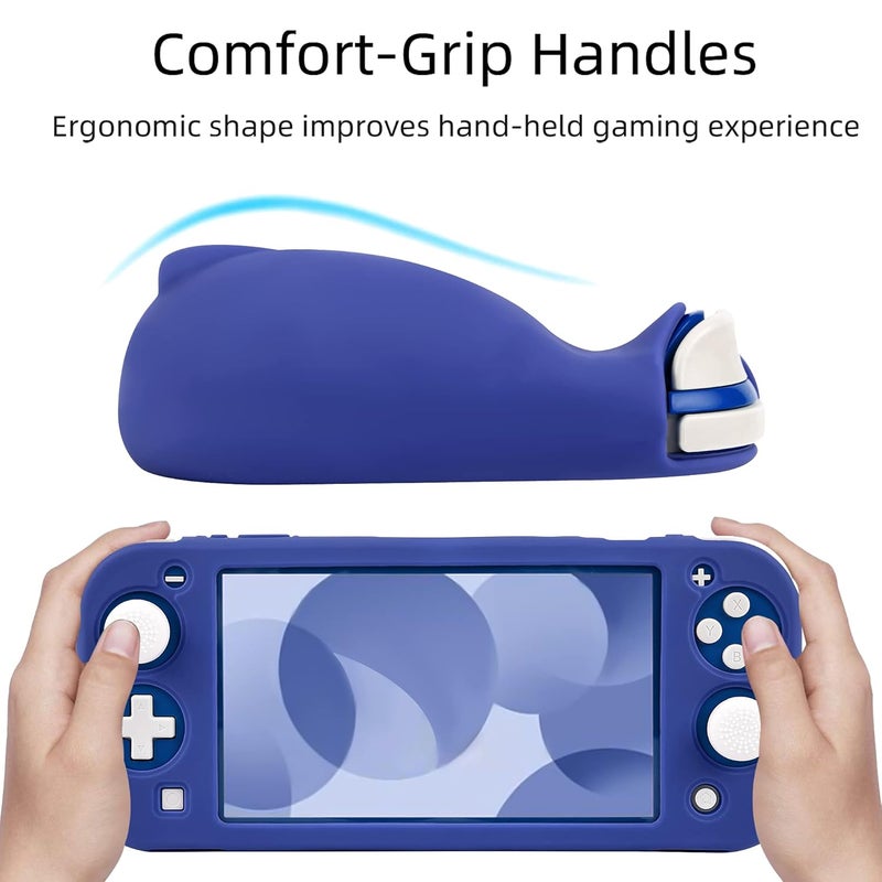 CHINFAI Protective Case for Nintendo Switch Lite, Soft Grip Case Cover with Comfort Ergonomic Handles for Nintendo Switch Lite 2019 [Self Stand][4 Thumb Stick Caps] (Silicone-Blue) - Image 4
