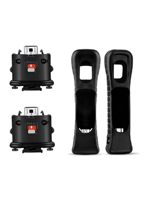2 Pack Wii Motion Plus Adapter with Silicon Case, External Remote Motion Plus Sensor Controller Wii U Motion Plus for wii Remote Controller(Black)