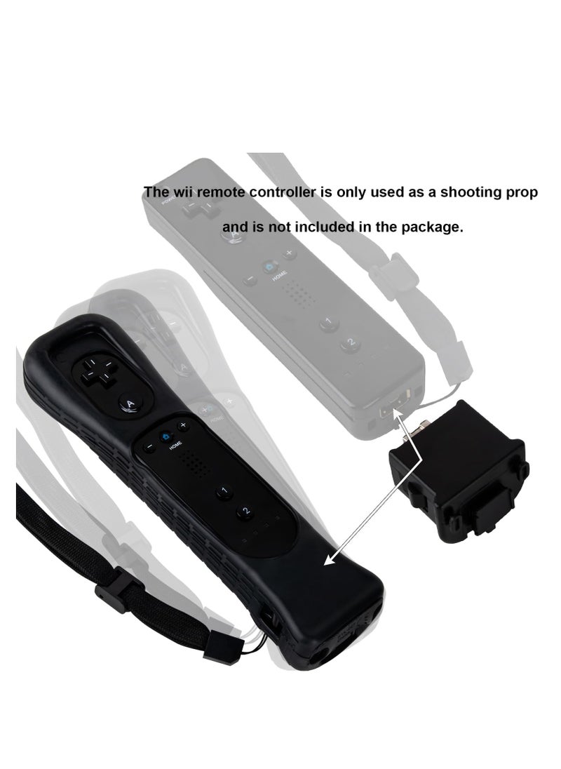 2 Pack Wii Motion Plus Adapter with Silicon Case, External Remote Motion Plus Sensor Controller Wii U Motion Plus for wii Remote Controller(Black)