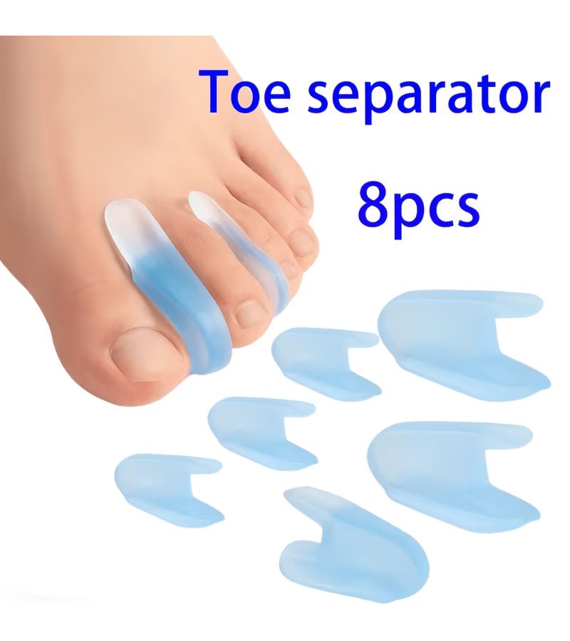 Gel Toe Separators 8 Pack Soft Silicone I Shape for Overlapping Toes Unisex Portable Day And Night - Image 5