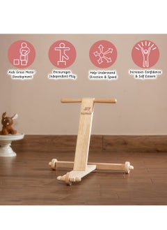 Ariro Traditional Wooden Push Wagon Stroller Wooden Baby Push Walker, Baby Learning Walking Toys  - Image 2