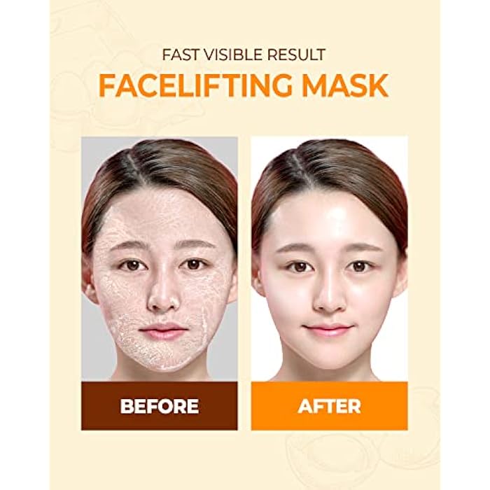 CRAZY SKIN Perfect Faical Mask 5PCS - Wash Off Mask Pack, Lifting V-Line Slim Face Mask, 2 Step Care for Aging Skin (Face Mask + Tightening Eye Cream) - Image 2