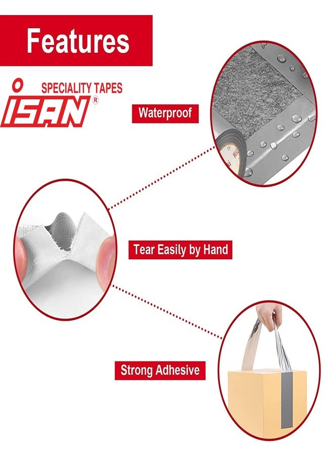 ISAN شريط لاصق أصفر من ISAN®، عرض 96 مم (4 بوصات تقريبًا) × طول 25 مترًا، مقاوم للماء، لا يترك بقايا، شريط قوي لتجليد الكتب، قابل للتمزيق باليد، للاستخدام الداخلي والخارجي، للإغلاق والإصلاح (قطعة واحدة). - Image 2