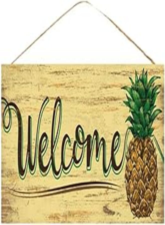 Generic ROONASN Wooden Welcome Sign, Yellow Rustic Style Wood Hanging Plaque, 5X10-18 