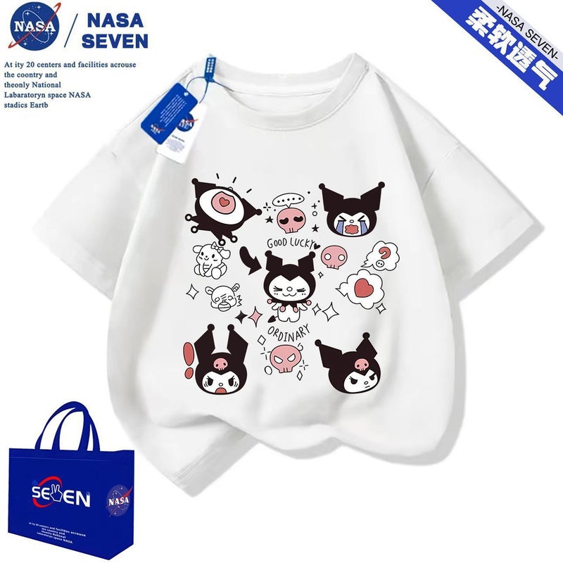Nasa Cartoon Kuromi Children'S Short-Sleeved Summer Cotton T-Shirt Girls Cute Half-Sleeved Kindergarten Baby Top - Image 3