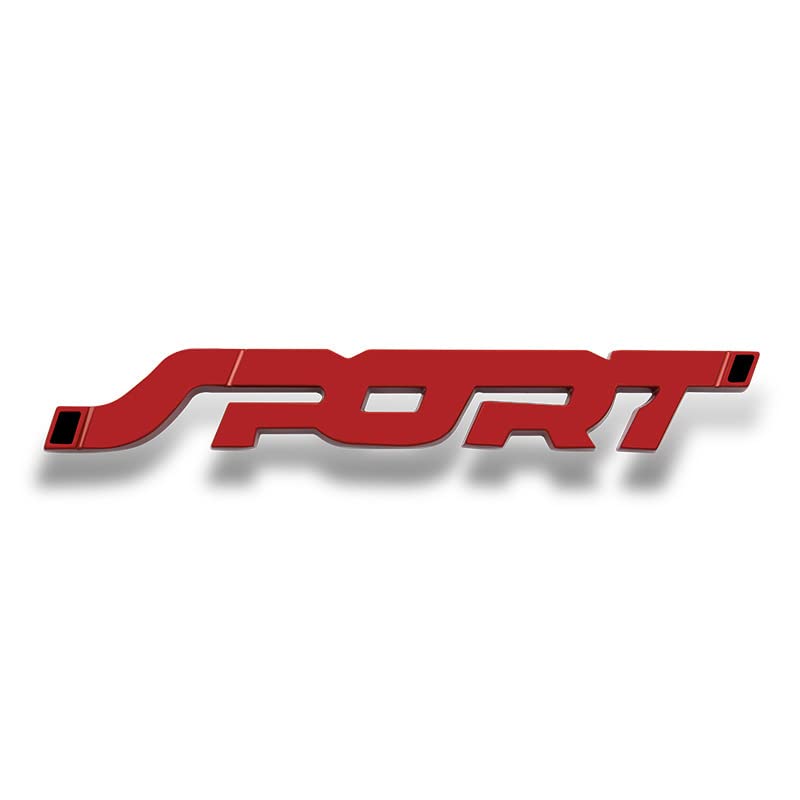 YOMITH Sport Metal Car Emblem Badge | Matte Red 3D Logo Sticker | Self Adhesive Car Body Decoration (Pack of 1) - Image 1