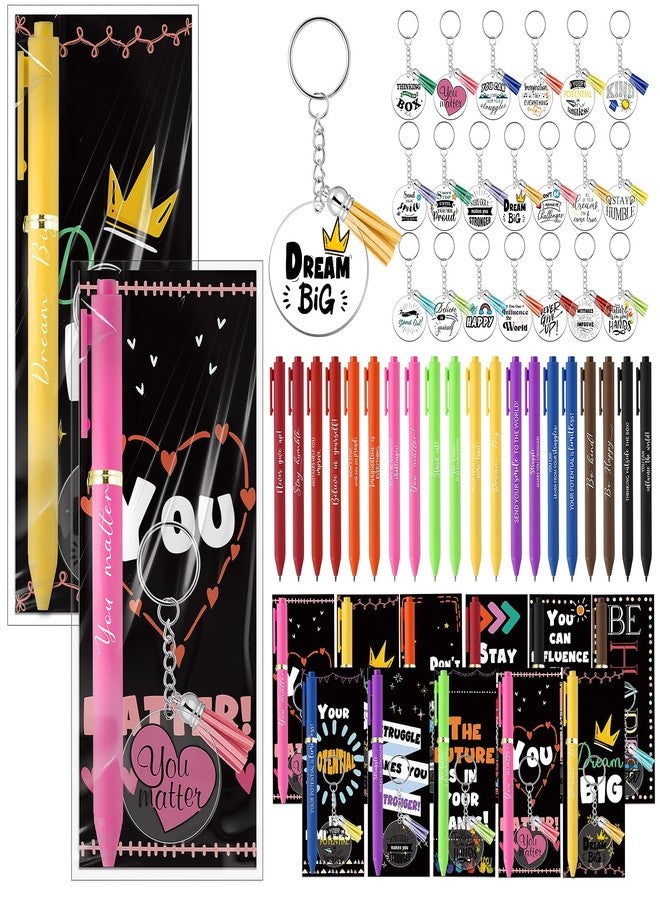 Spakon 20 Sets Employee Appreciation Gifts Motivational Pens Inspirational Dream Big Keychains with Inspirational Bookmarks Positive Gift Thank You Gifts for Social Worker Coworker Volunteer Teacher Student - Image 1