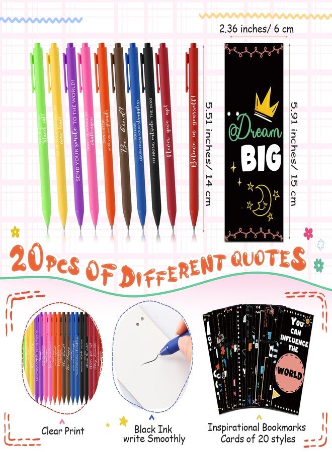 Spakon 20 Sets Employee Appreciation Gifts Motivational Pens Inspirational Dream Big Keychains with Inspirational Bookmarks Positive Gift Thank You Gifts for Social Worker Coworker Volunteer Teacher Student - Image 2