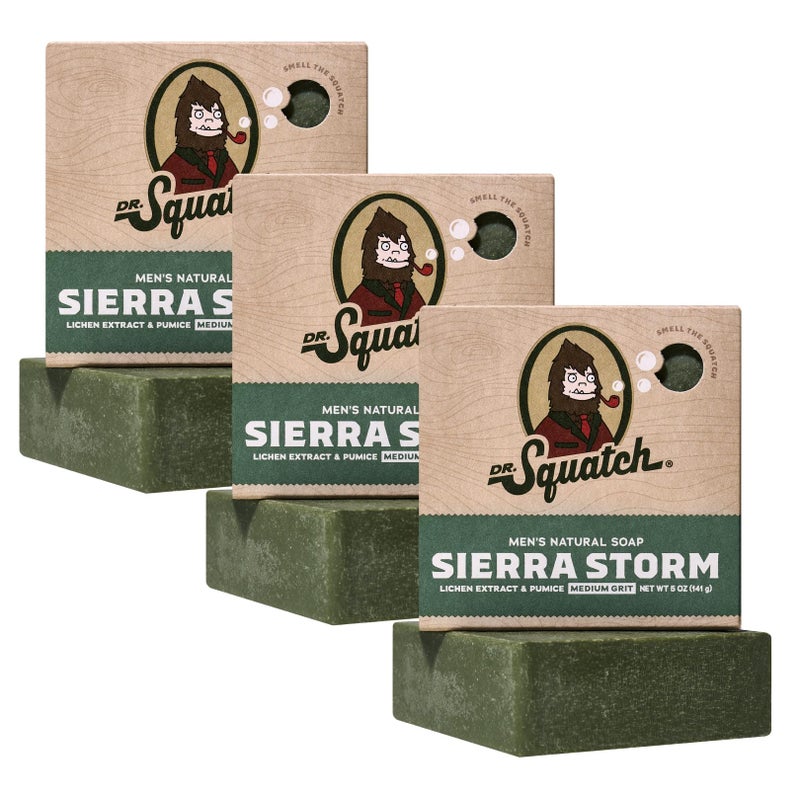 Dr. Squatch Natural Menâ€™s Bar Soap - Cold Process Body Soap Bar with Natural Oils - Gifts for Men - Sierra Storm (5 oz, 3-Pack) - Image 1