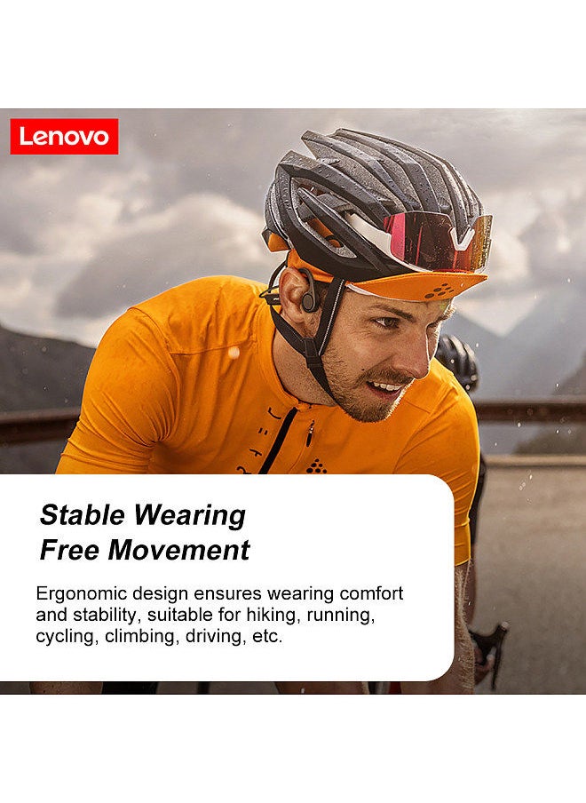 Lenovo Group Limited - Lenovo X4 Bone Conduction Headphones Wireless Bluetooth 5.0 Earphone Outdoor Sports Headset Waterproof Hands-free with Microphone Black - Image 1