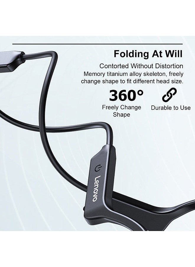 Lenovo Group Limited - Lenovo X4 Bone Conduction Headphones Wireless Bluetooth 5.0 Earphone Outdoor Sports Headset Waterproof Hands-free with Microphone Black - Image 1
