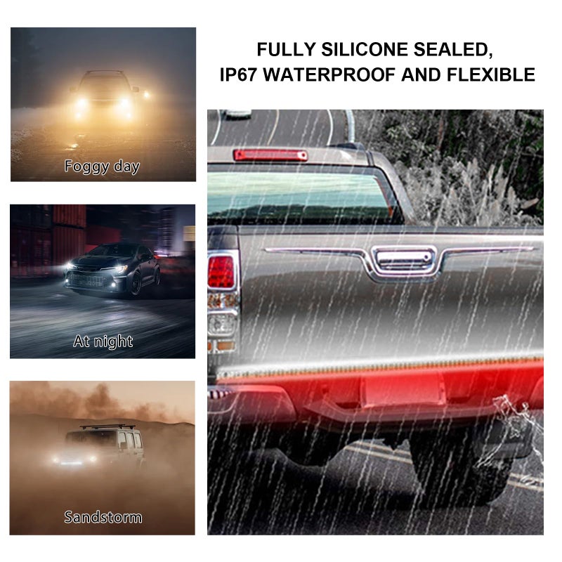 MTRPS 48" Truck Tailgate Light Bar, Triple Row Bright Flexible Strip w/Sequential Turn Signal Brake Reverse Light, IP67 Waterproof Stop Turn Signal Backup LED Strip for Pickup Trailer SUV - Image 5