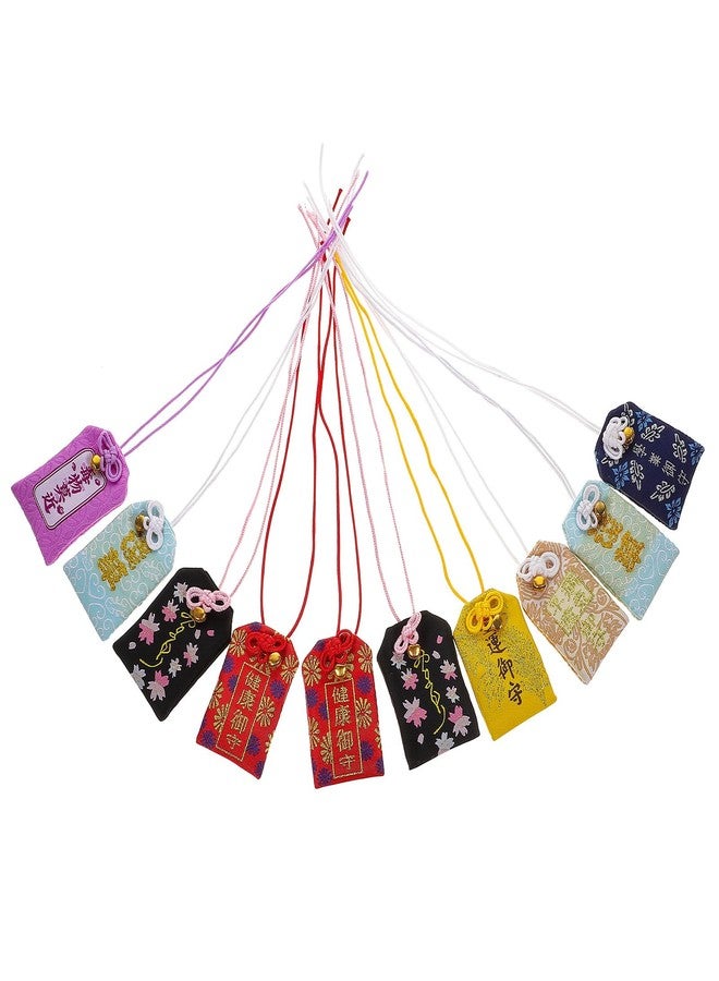 SHINEOFI 10pcs Japanese Omamori Charm Bags, Traditional Fortune Amulet Sachets with Hanging Loops for Good Luck, Protection & Success - Image 1