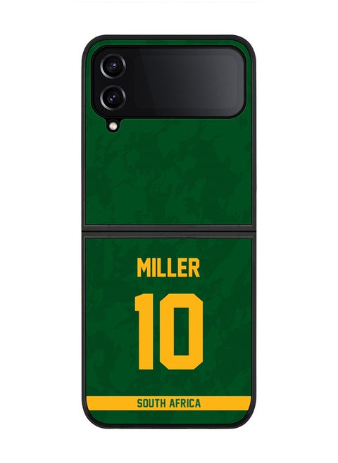 Rugged Black Edge Case for Samsung Galaxy Z Flip4, Slim fit Soft Case Flexible thin Cover - Player Name - AB de Villiers, Jersey Number- 17