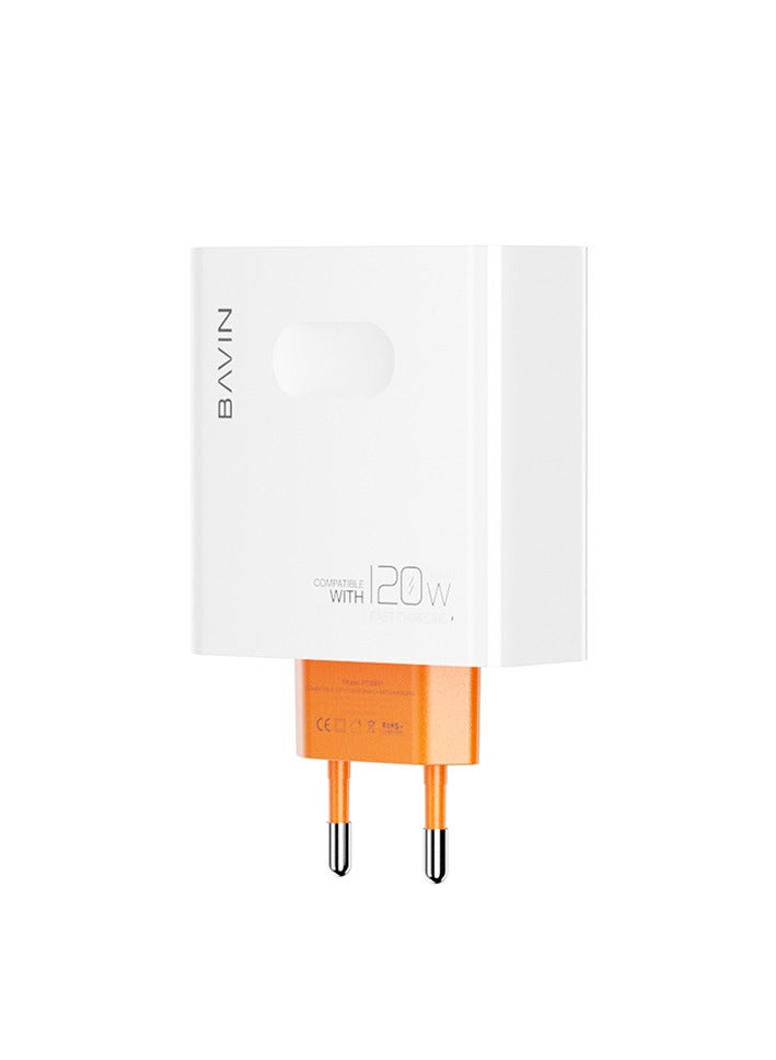 Bavin 120W Android Phone Charger Hypercharge Turbo Fast Wall Charger Compatible with Huawei and OPPO and Vivo - White - Image 2