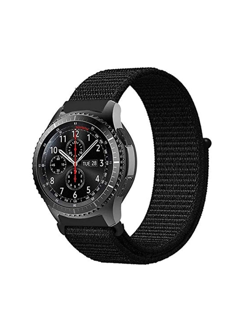 Comfort Canvas Woven Nylon Sport Band for Samsung Galaxy Watch 46mm/Gear S3 Frontier/Huawei Watch GT2/Magic Honor 2/Fossil/22mm Watches (Black) - Image 1