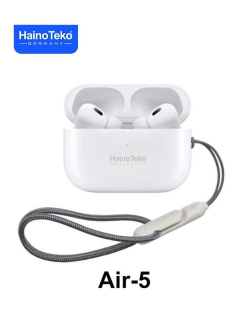 Haino Teko Air 5 True Wireless Stereo Earbuds with Multi Functional Touch Control HD Clear Microphone High Bass Sound Quality and Charging Case for Android mobiles and Tablets White