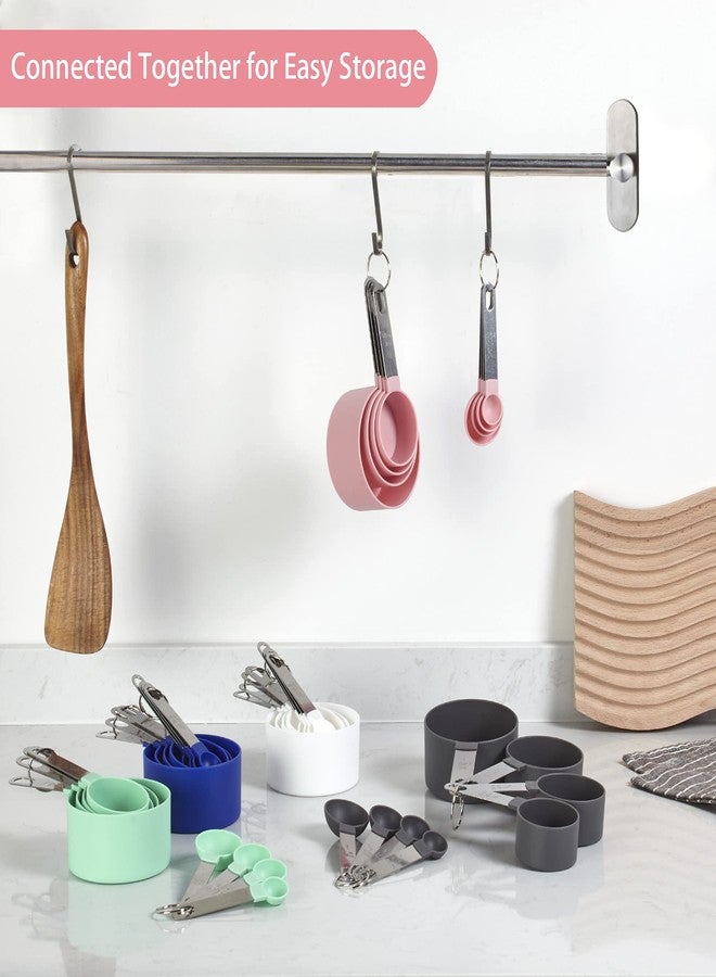Huygens Measuring Cups and Spoons Set of Huygens Kitchen Gadgets 10 Pieces, Stackable Stainless Steel Handle Measuring Cups for Measuring Dry and Liquid Ingredient (Pink) - Image 5