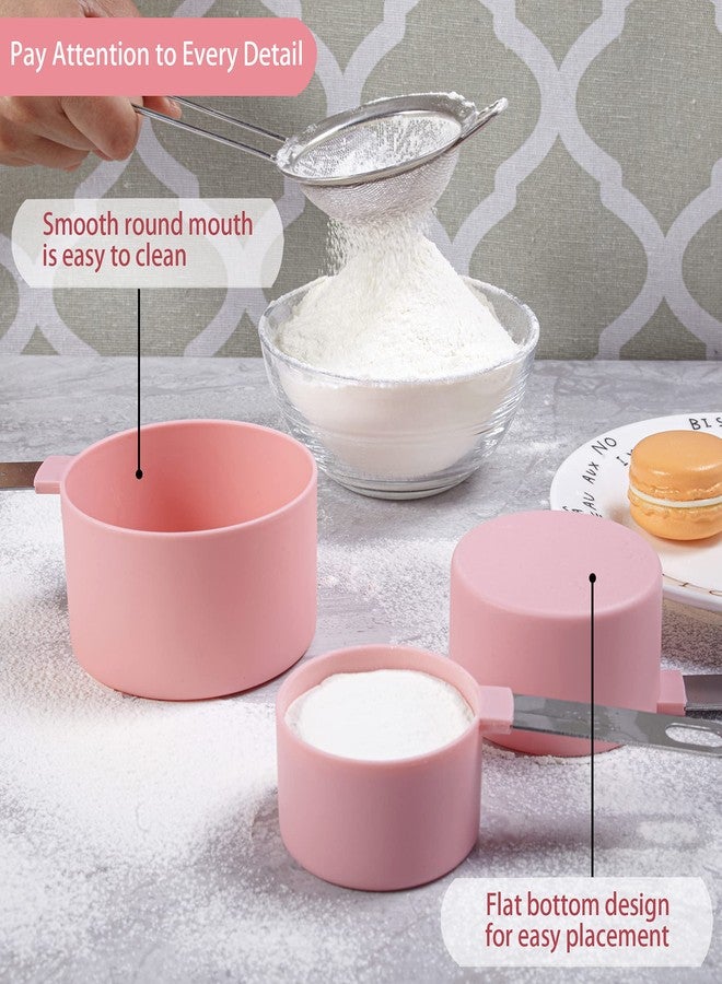 Huygens Measuring Cups and Spoons Set of Huygens Kitchen Gadgets 10 Pieces, Stackable Stainless Steel Handle Measuring Cups for Measuring Dry and Liquid Ingredient (Pink) - Image 4