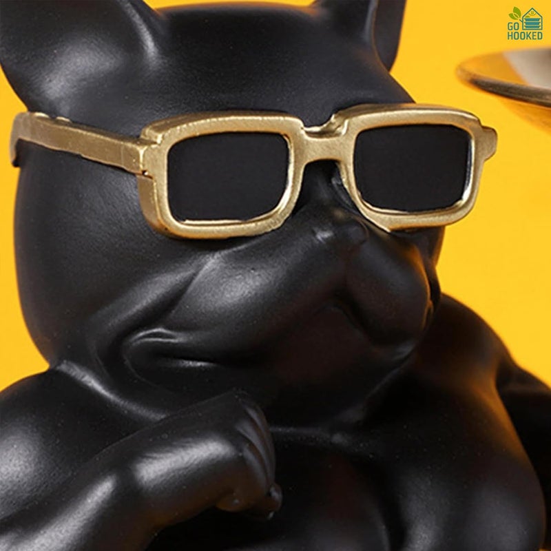 Go Hooked Polyresin Bulldog Storage Tray Stand 25Cm | Dual Serving Decorative Sculpture | Luxurious Multipurpose Dog Statue for Home Decor, Office, Bar, Table, Gift | Dog Figurine Tray Stand (GH34) - Image 4