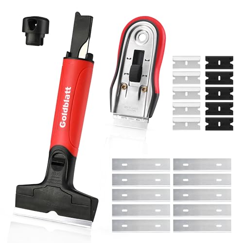 Goldblatt 2 Pieces Razor Blade Scraper with 20-piece Blades, Razor Scraper Tool, Razor Holder for Cleaning Glass Cooktop, Window, Decals, Stickers, Labels, Caulk, Adhesive, Paint Glue Removal - Image 1
